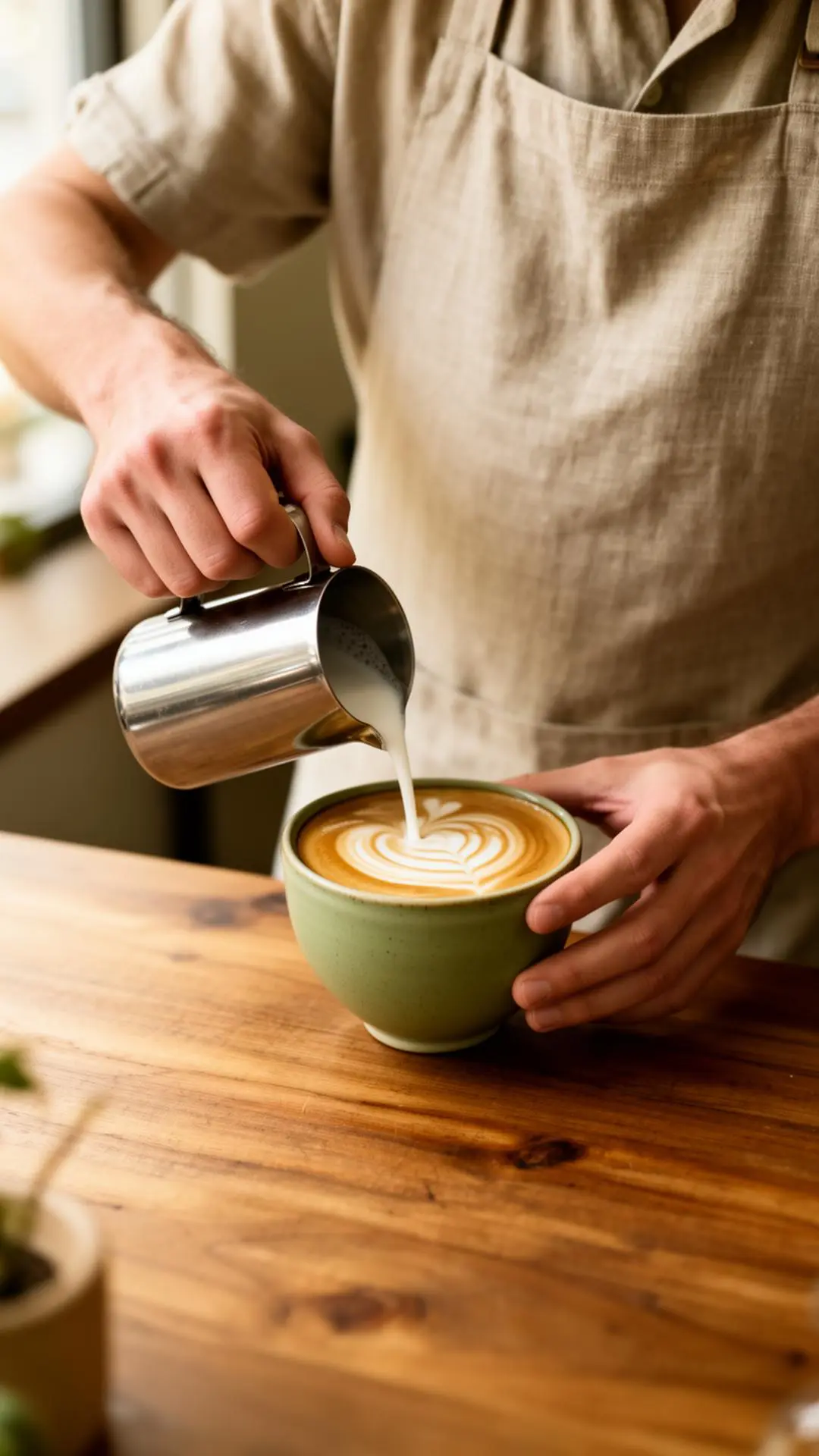 Latte de autor vertido en cerámica artesanal